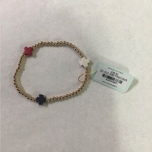 Enewton  3MM Gold Bracelet Red White And Blue Cross NWT